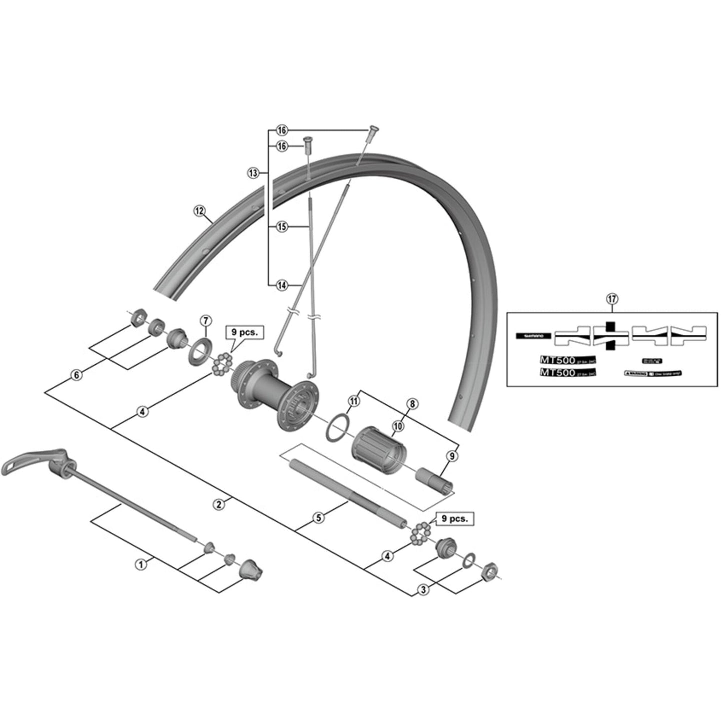 Shimano Spares WH-RS10 right hand lock nut unit
