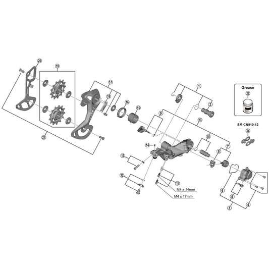 Shimano Spares RD-M9000 B-tension adjusting screw and plate