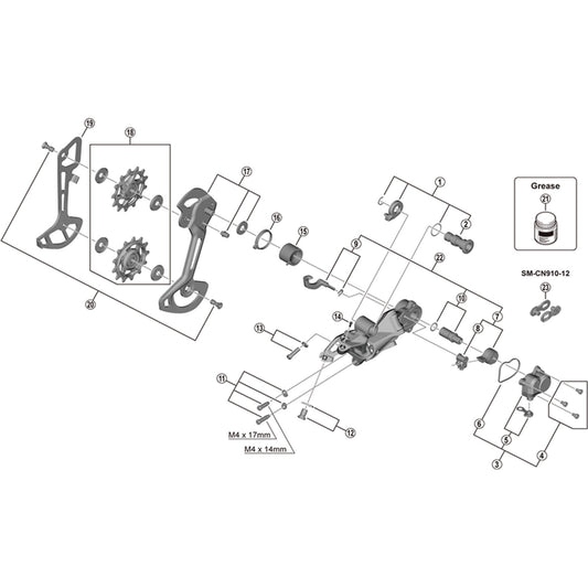 Shimano Spares RD-M9000 cable fixing bolt and plate, M6 x 9.2 mm
