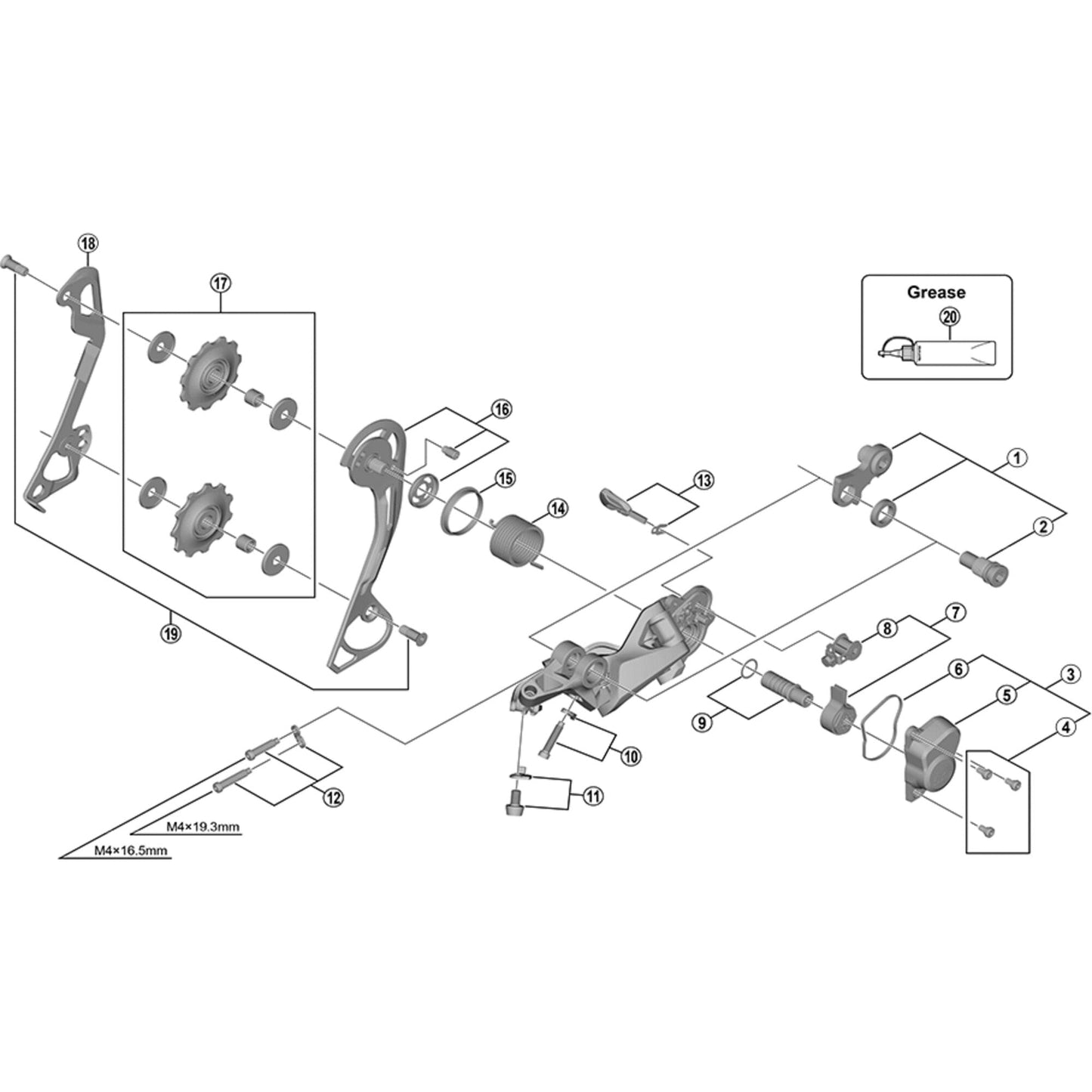 Shimano Spares RD-M7000-10 outer plate assembly, SGS type