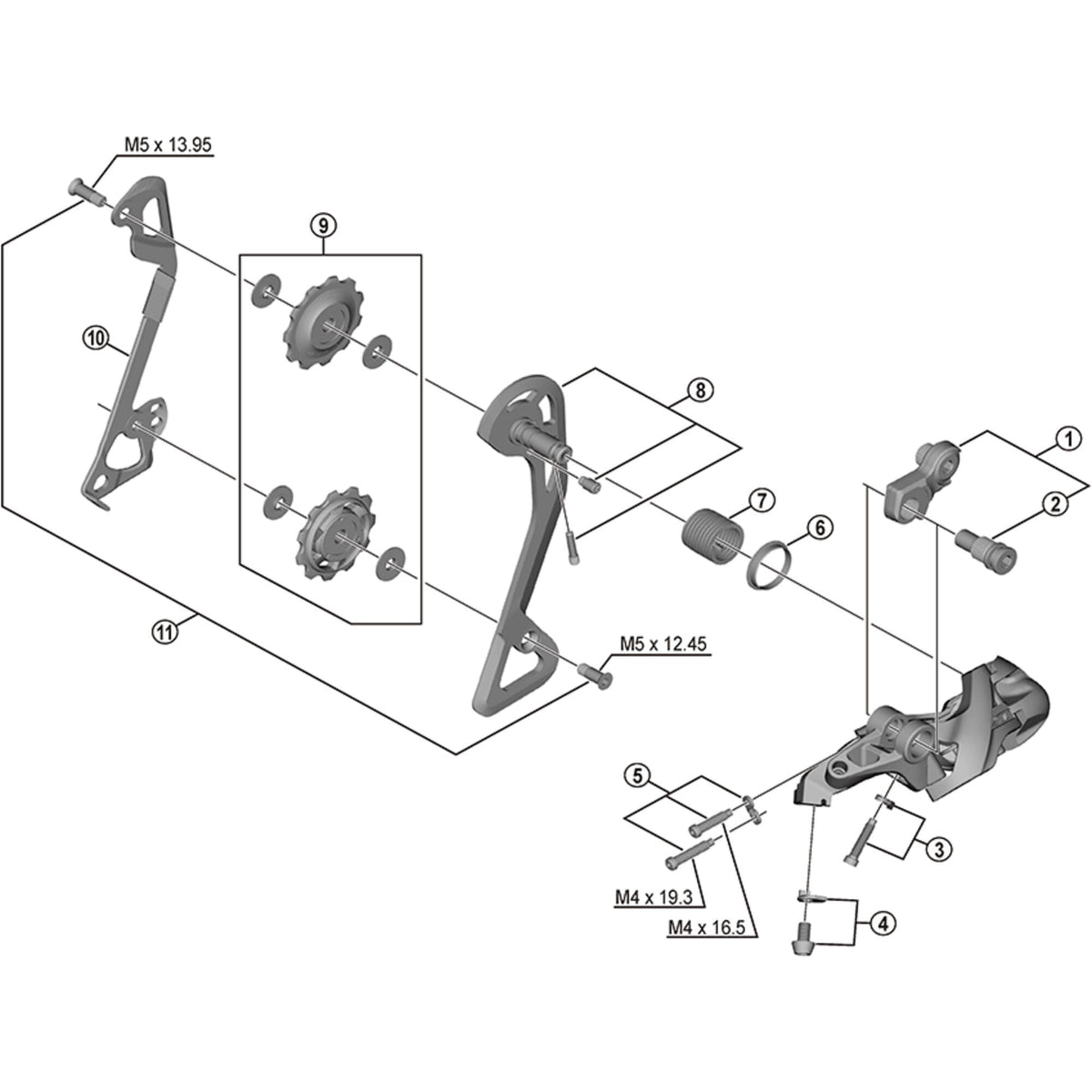 Shimano Spares RD-M8000 cable fixing bolt and plate, M5 x 8 mm