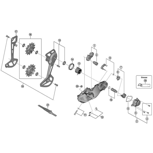 Shimano Spares RD-M8050 stroke adjusting screw and plate