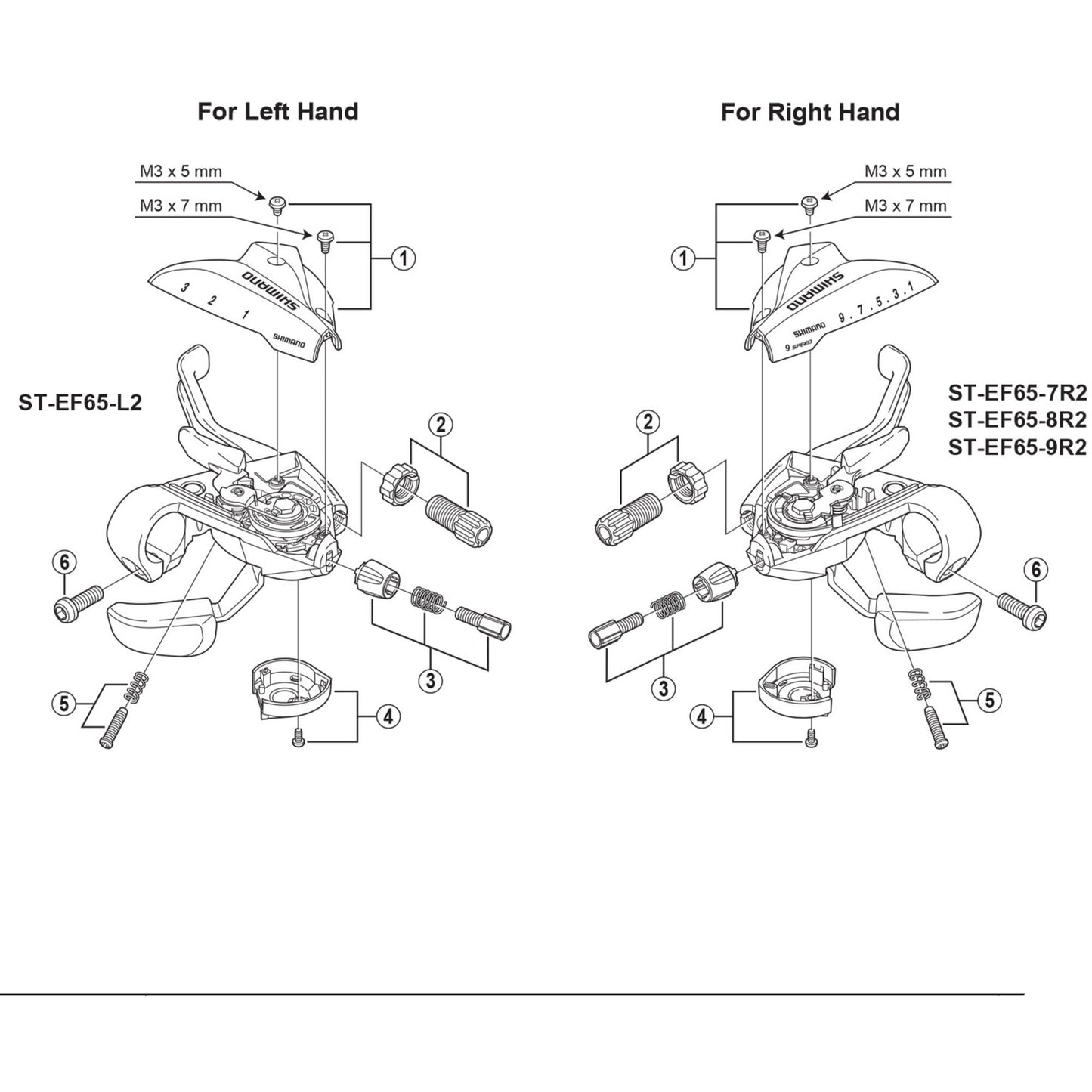 Shimano Spares ST-EF65 upper cover with fixing screws for 9-speed right hand