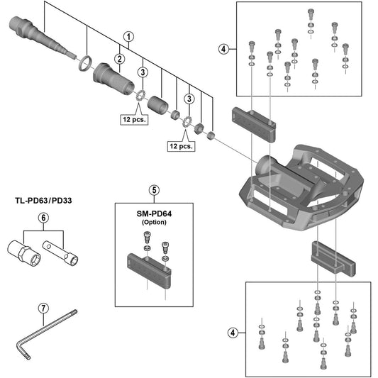 Shimano Spares PD-GR500 pedal axle assembly, left hand