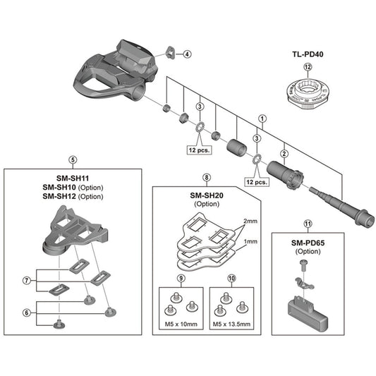 Shimano Spares PD-R7000 pedal axle assembly, right hand