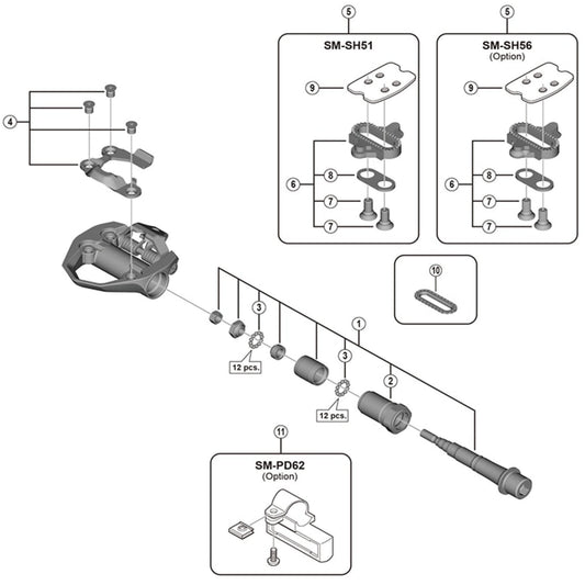 Shimano Spares PD-ES600 pedal axle assembly, left hand