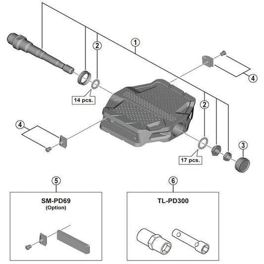 Shimano Spares PD-EF202 pedal axle assembly, left hand