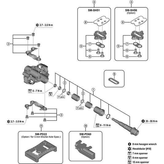 Shimano Spares PD-M9200 pedal axle assembly, right hand