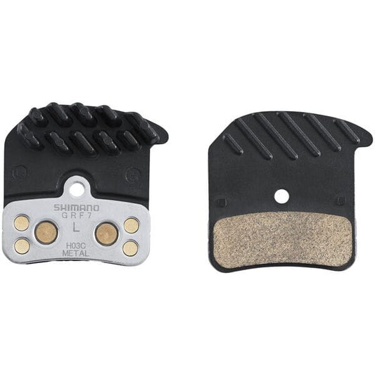 Shimano H03C-MF disc pads and spring, metal sintered, alloy/stainless back, cooling fins