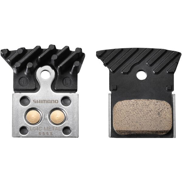 Shimano L04C-MF disc pads and spring, metal sintered, alloy/stainless back, cooling fins