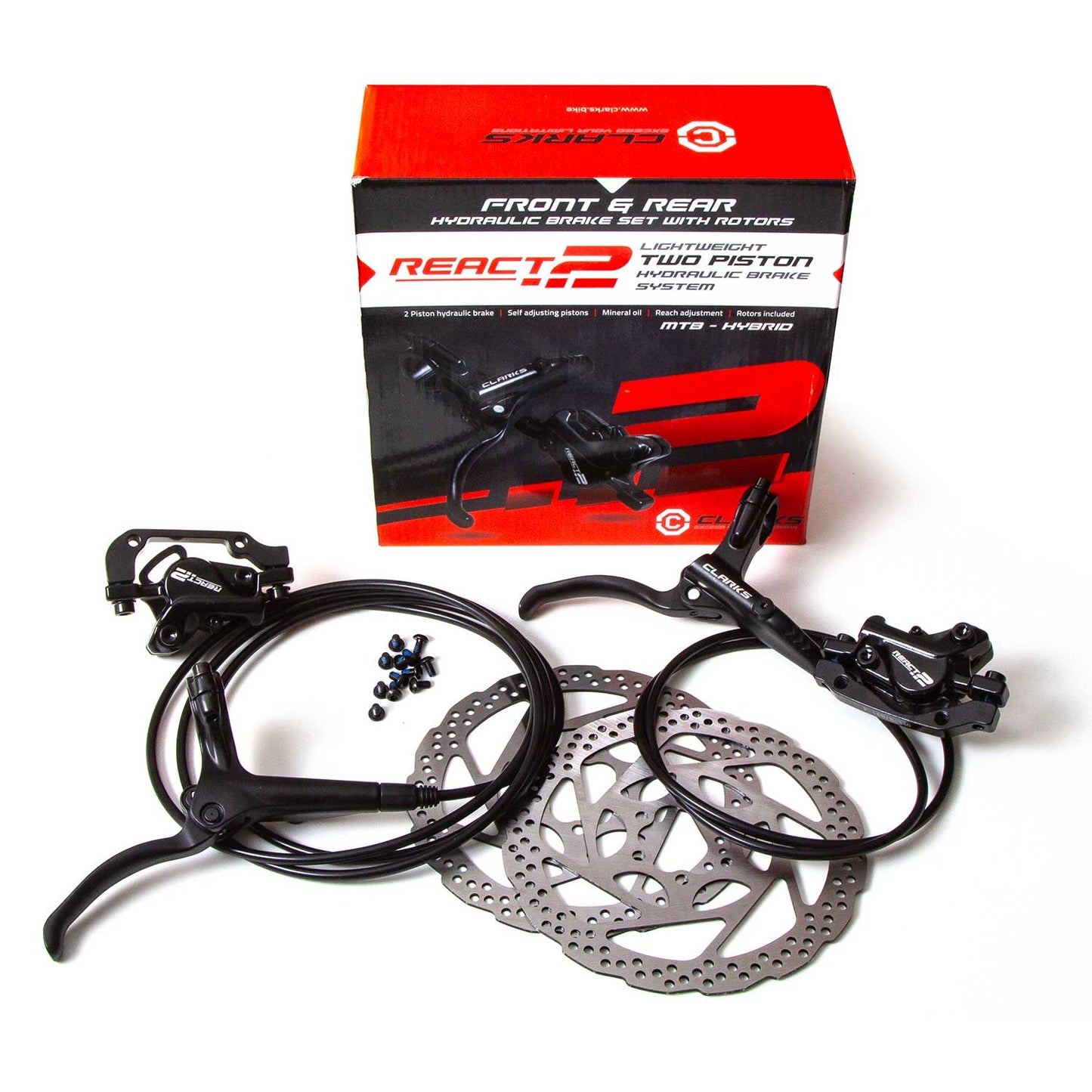 Clarks React 2 Piston Hydraulic Brake Set 180/160mm