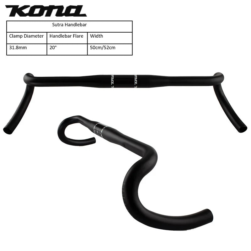 Kona Spares - Handlebars - CMPHBSUT50 - Adventure Drop Bar Black 50cm