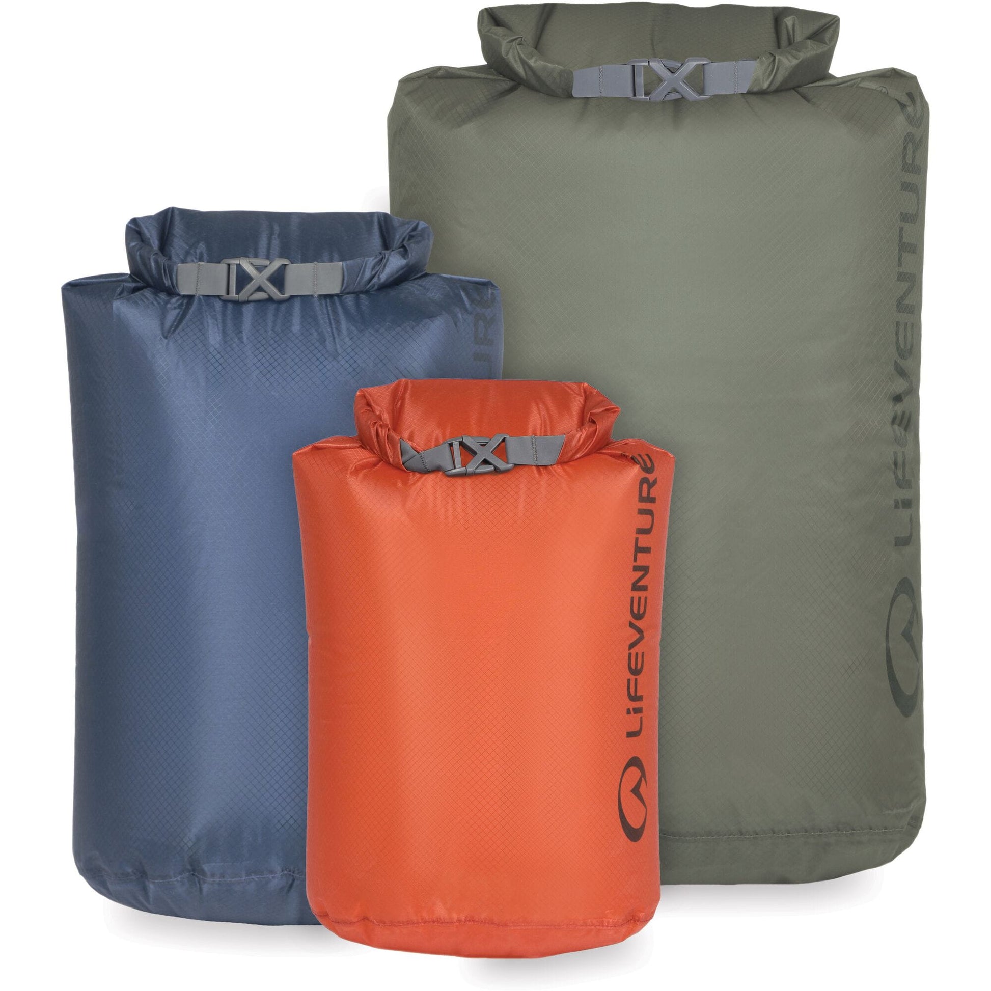 Lifeventure Ultralight DryBag Multipack (5L, 10L, 25L), Earth Tones