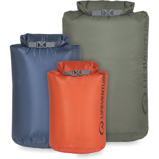 Lifeventure Ultralight DryBag Multipack (5L, 10L, 25L), Earth Tones