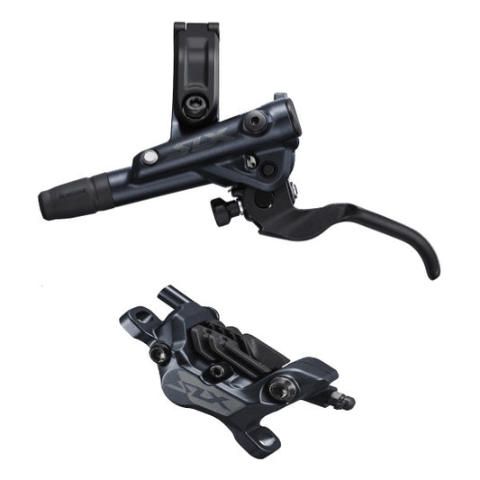 Shimano SLX BR-M7120/BL-M7100 SLX 4 pot bled brake lever/post mount calliper, rear left