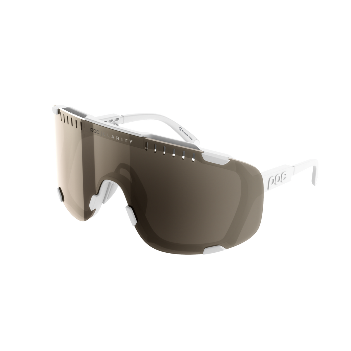 POC Devour Wide Fit Bike Sunglasses Hydrogen White/Clarity Trail /Partly Sunny Silver / One Size
