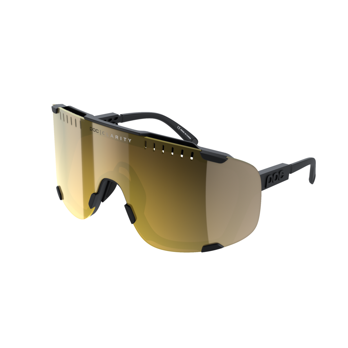 POC Devour Wide Fit Bike Sunglasses Uranium Black/Clarity Road/Partly Sunny Gold / One Size