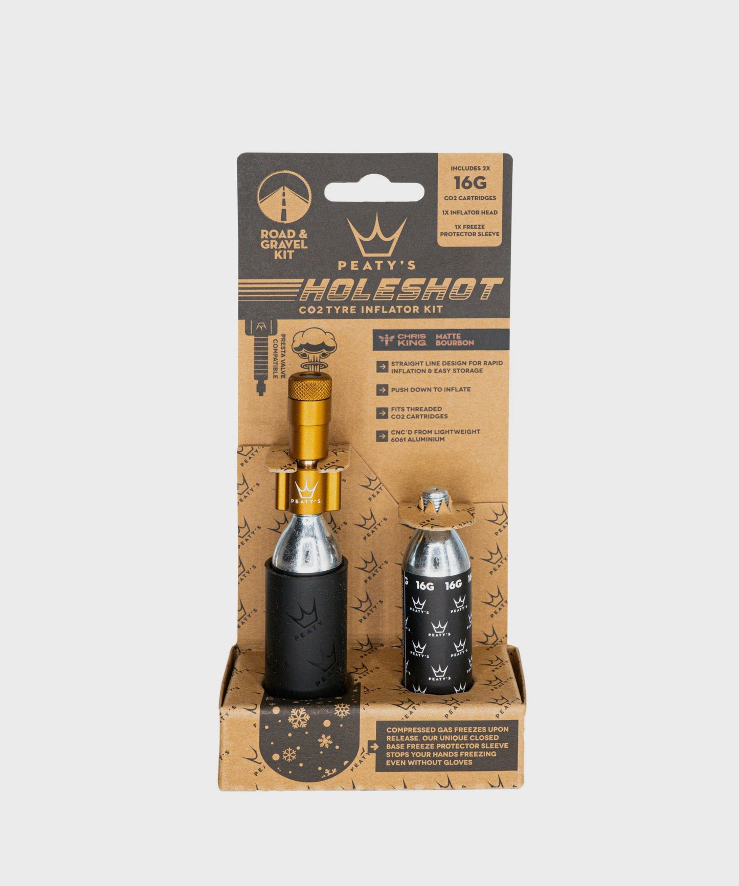 Peaty's Holeshot CO2 Tyre Inflator - Road and Gravel (16g)