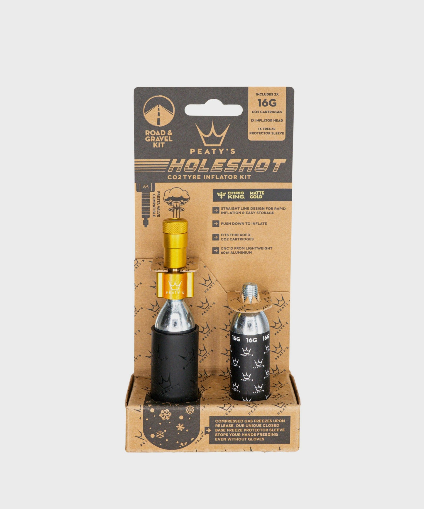 Peaty's Holeshot CO2 Tyre Inflator - Road and Gravel (16g)