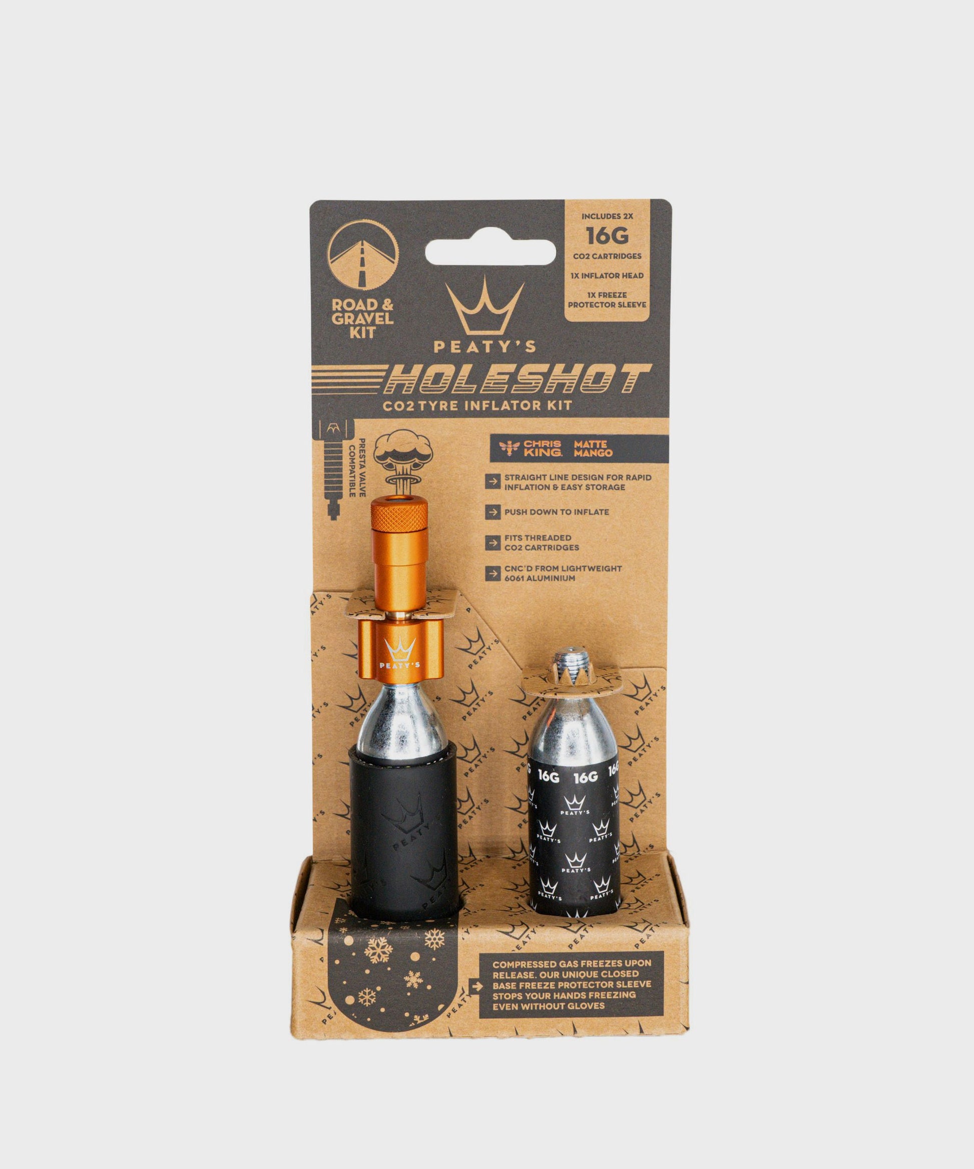 Peaty's Holeshot CO2 Tyre Inflator - Road and Gravel (16g)