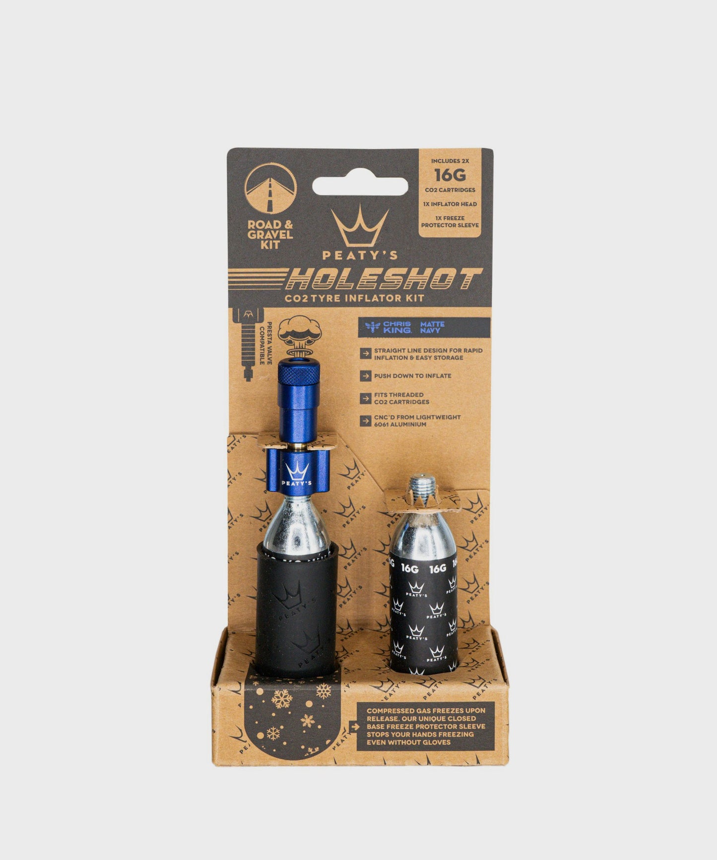 Peaty's Holeshot CO2 Tyre Inflator - Road and Gravel (16g)