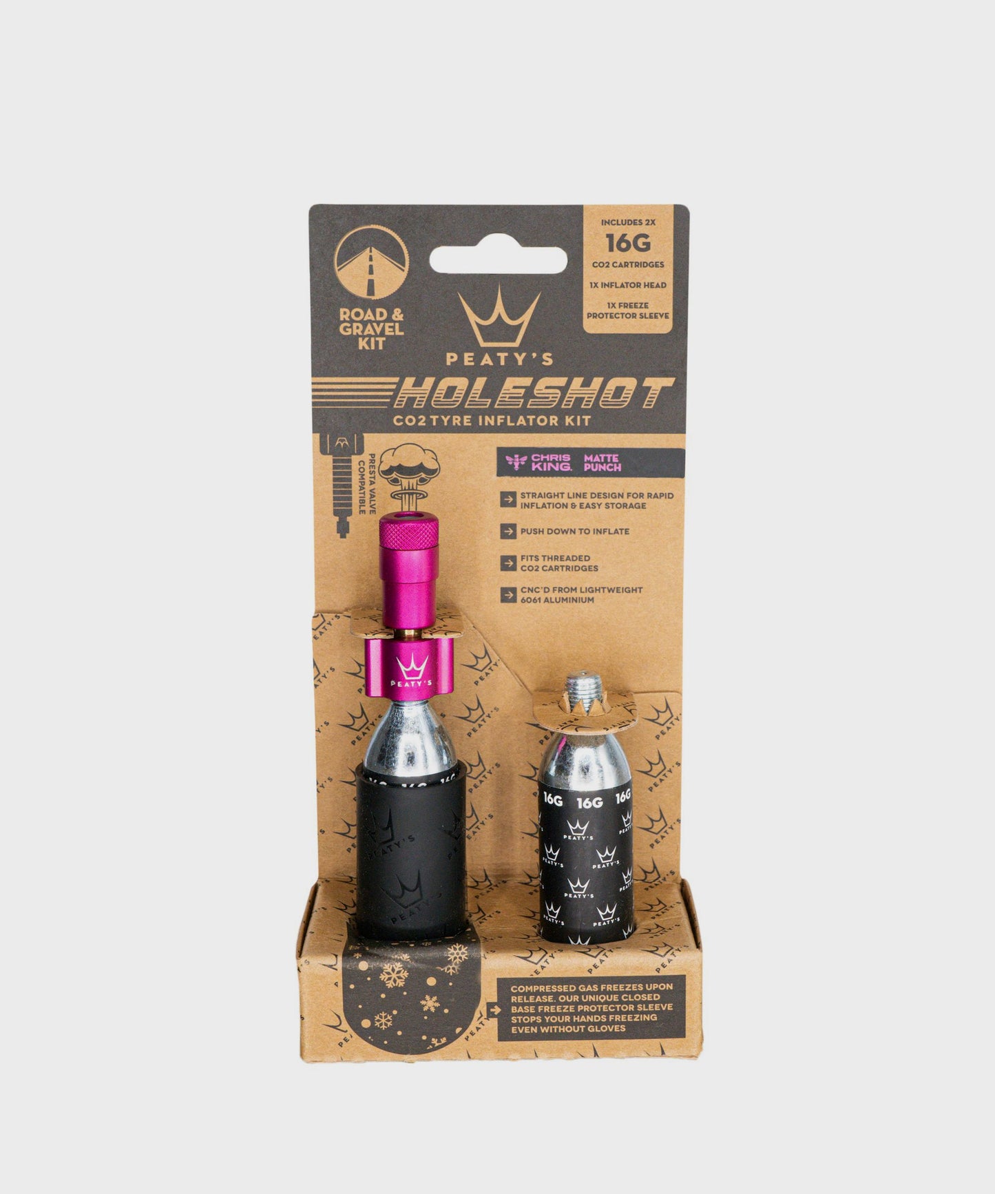 Peaty's Holeshot CO2 Tyre Inflator - Road and Gravel (16g)