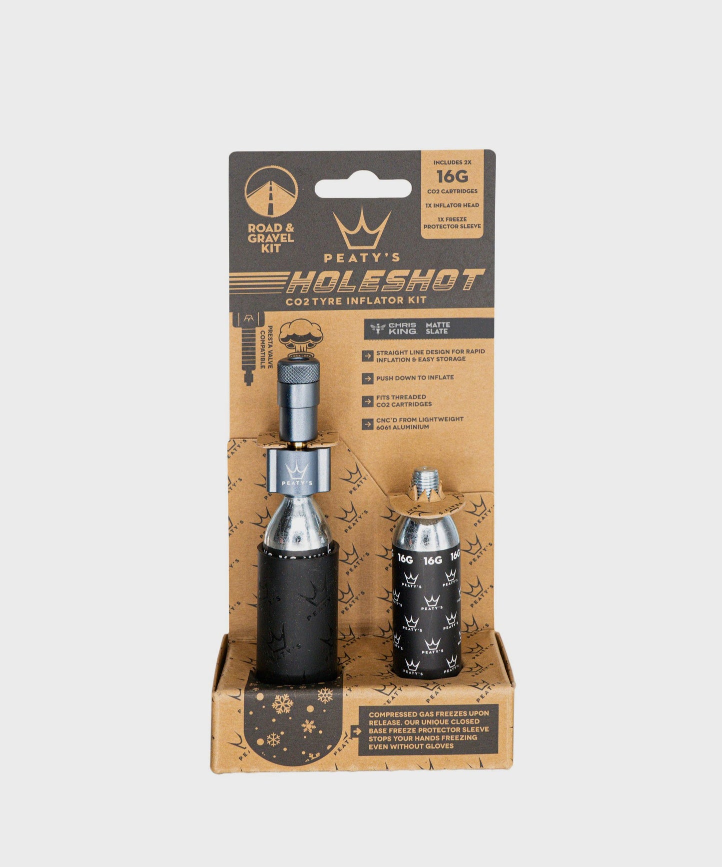 Peaty's Holeshot CO2 Tyre Inflator - Road and Gravel (16g)