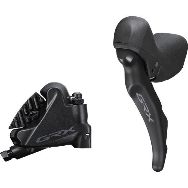 Shimano GRX ST-RX600 GRX 2-speed STI bled with BR-RX410 flat mount calliper, left rear