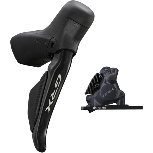 Shimano GRX GRX ST-RX715/BR-RX410 bled hydraulic Di2 STI set, flat mount calliper, RH front