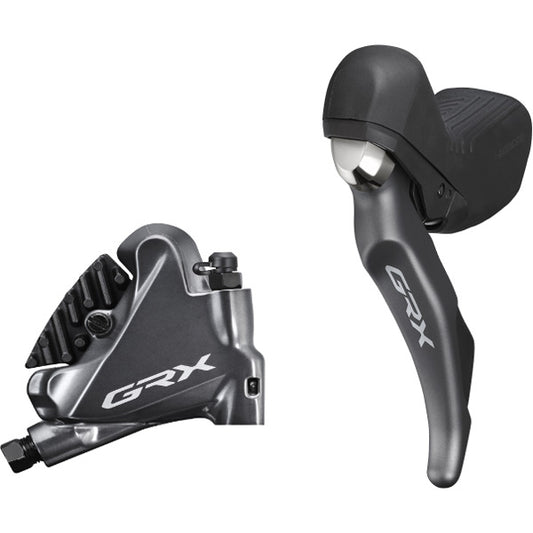 Shimano GRX ST-RX810 GRX 2-speed STI bled with BR-RX810 flat mount calliper, left rear