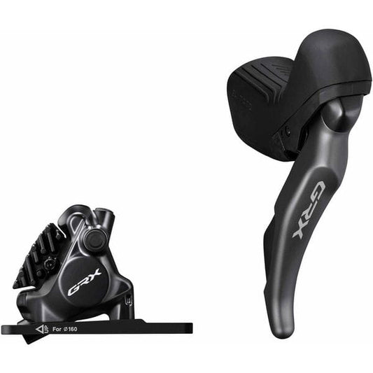 Shimano GRX ST-RX820 GRX 12-speed STI bled with BR-RX820 flat mount calliper, right front