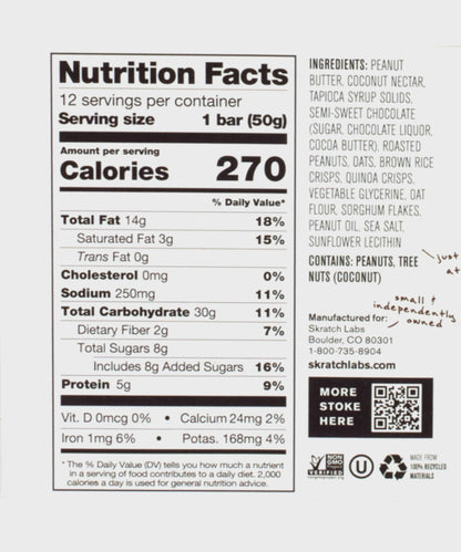Skratch Labs Energy Bars Peanut Butter & Chocolate