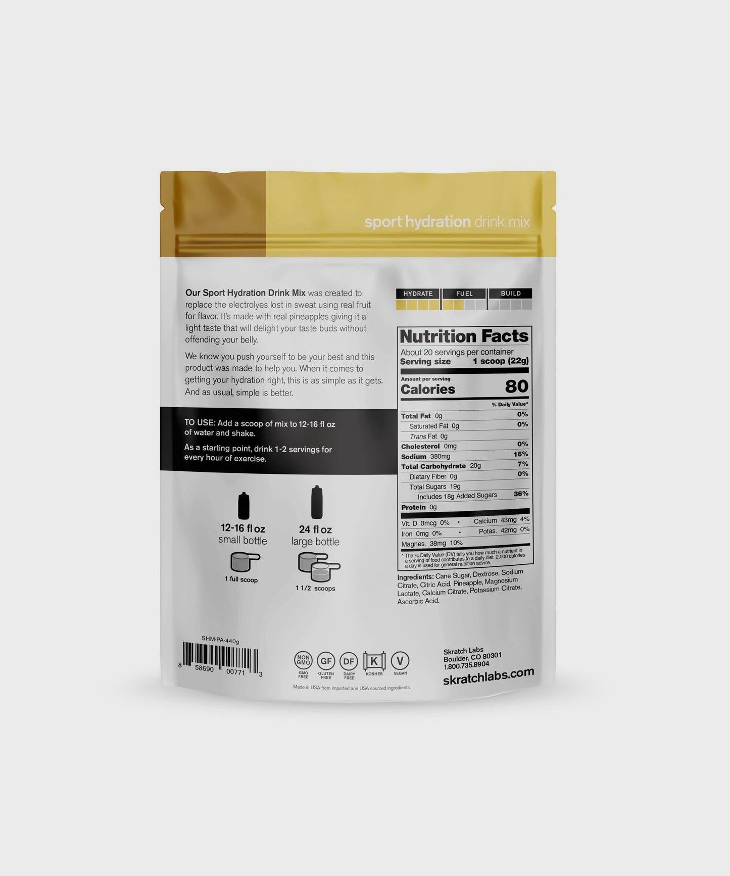 Skratch Labs Sport Hydration Mix Bags - 20 Servings - Pineapple