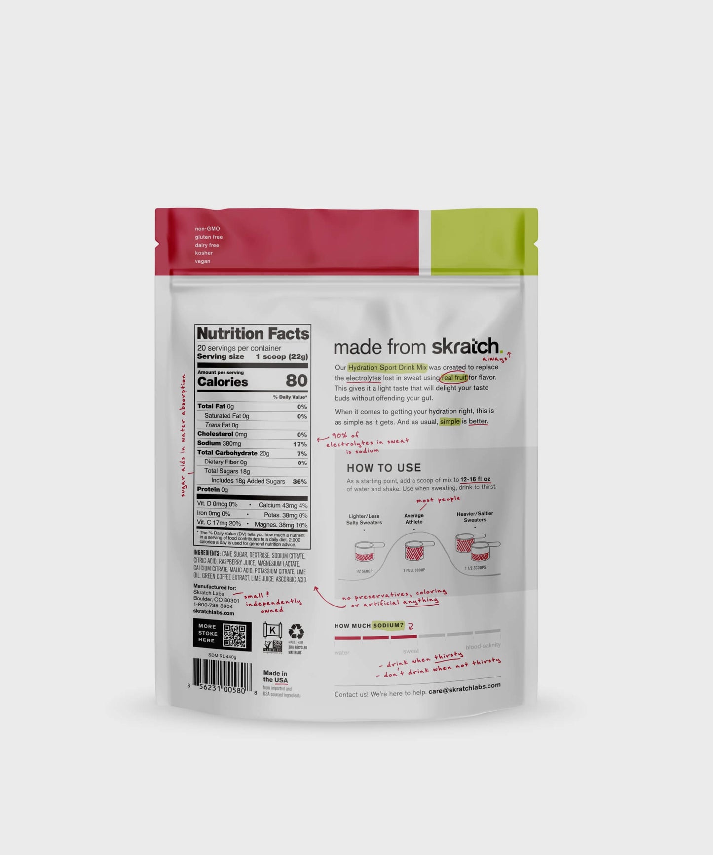 Skratch Labs Sport Hydration Mix Bags - 20 Servings - Raspberry Limeade