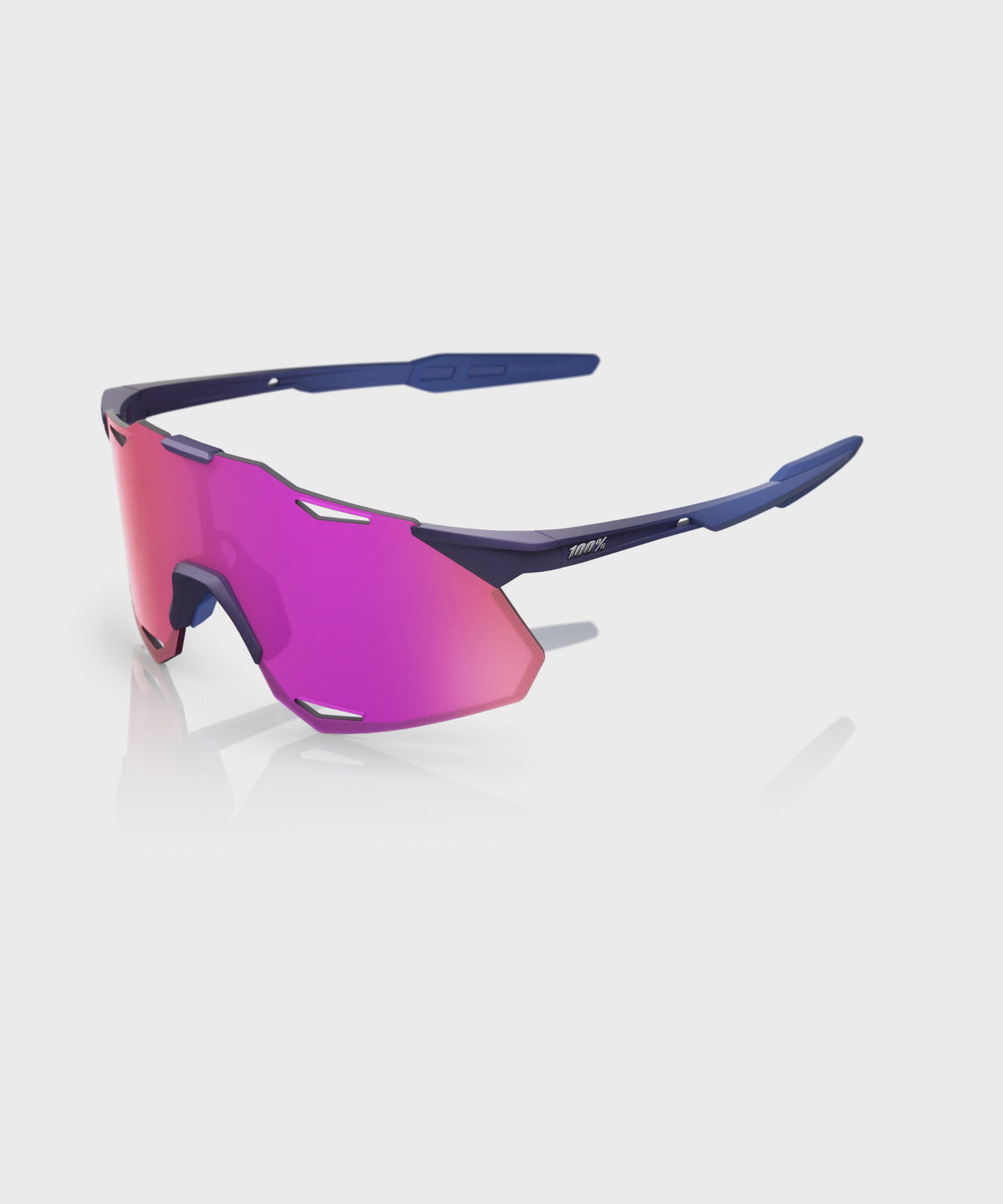 100% Hypercraft XS Glasses Satin Storm Metallic / Purple Mirror Lens