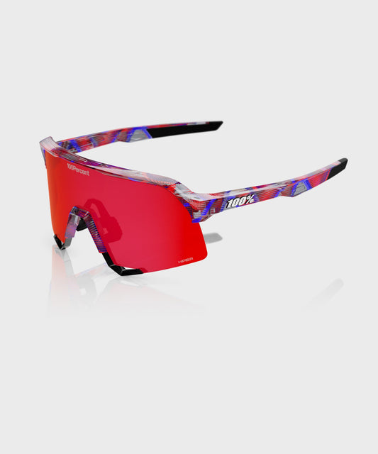 100% S3 FDJ Glasses - Gloss Translucent Red/Blue - HiPER Fire Red Mirror Lens Gloss Translucent Red/Blue - HiPER Fire Red Mirror
