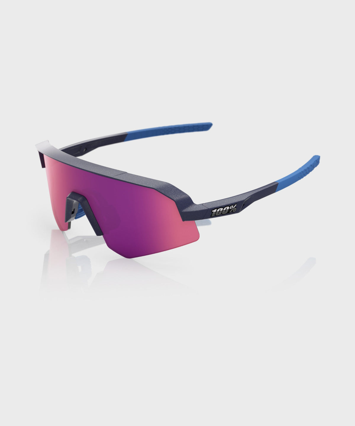 100% Slendale SL Glasses Satin Storm Metallic / Purple Mirror Lens