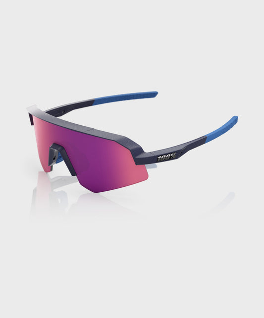100% Slendale SL Glasses Satin Storm Metallic / Purple Mirror Lens