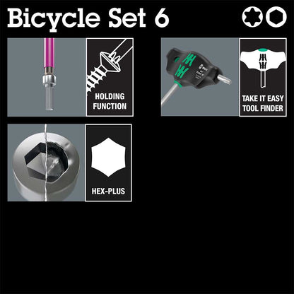 Wera Tools Bicycle Set 6 T-Handle Hex & Torx Key Set 10pcs