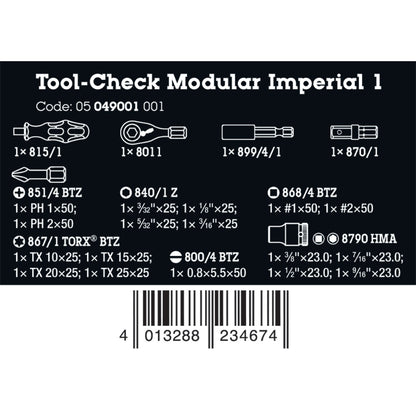 Wera Tools Tool Check Modular Imperial 1, 21 Pieces