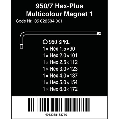 Wera Tools 950/7 Hex-Plus Magnet Multi-Colour Set 7pc