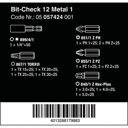 Wera Tools Bit-Check 12 Metal 1