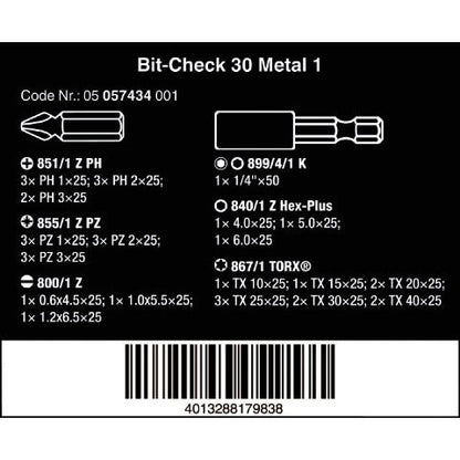 Wera Tools Bit-Check 30 Metal 1