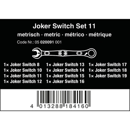 Wera Tools 6001 Joker Switch 11 Ring Spanner Set