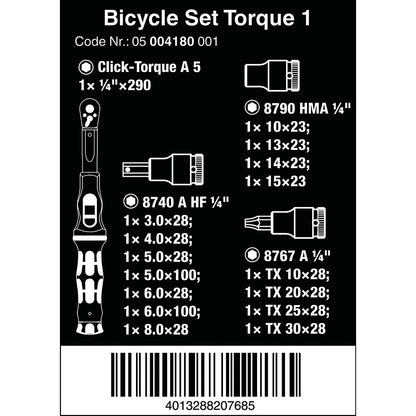Wera Tools Bicycle Torque Set 1 And Zyklop Socket Set 16pcs