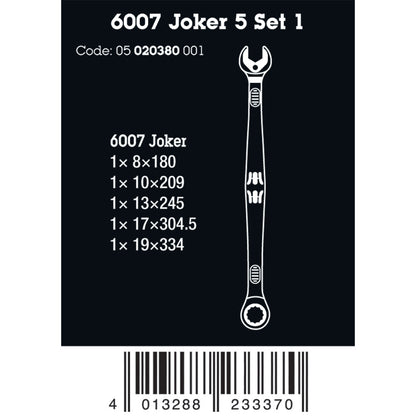 Wera Tools 6007 Joker Spanner Set, 5 Pieces