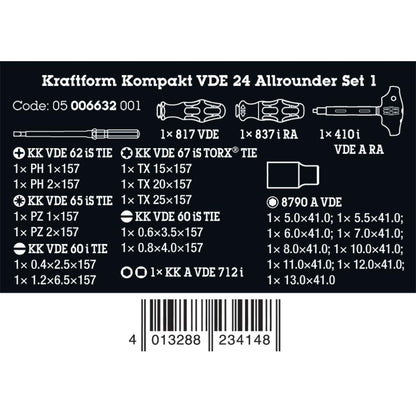 Wera Tools Kraftform Kompakt VDE Allrounder Set 1, 25 pieces