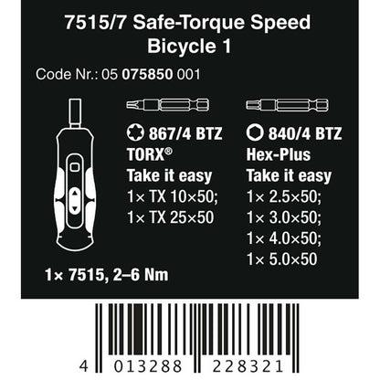 Wera Tools 7515/7 Kraftform Safe-Torque Speed Bicycle 1, 7 pieces