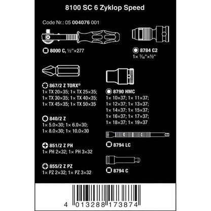 Wera Tools 8100 Zyklop Speed Ratchet Set Square 1/2" Drive 28pcs
