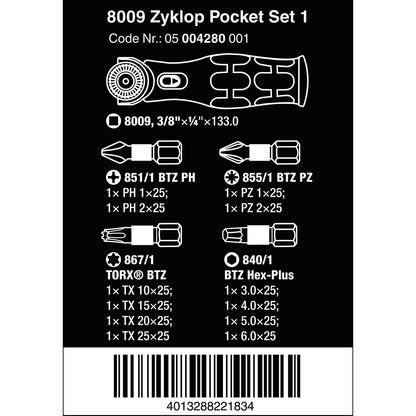 Wera Tools 8009 Zyklop Ratchet Pocket Set 1 13pc